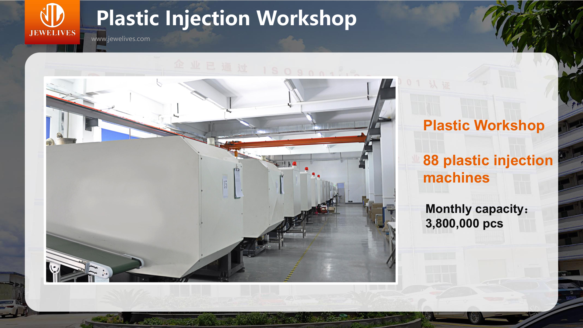 Plastic injection workshop with 88 machines