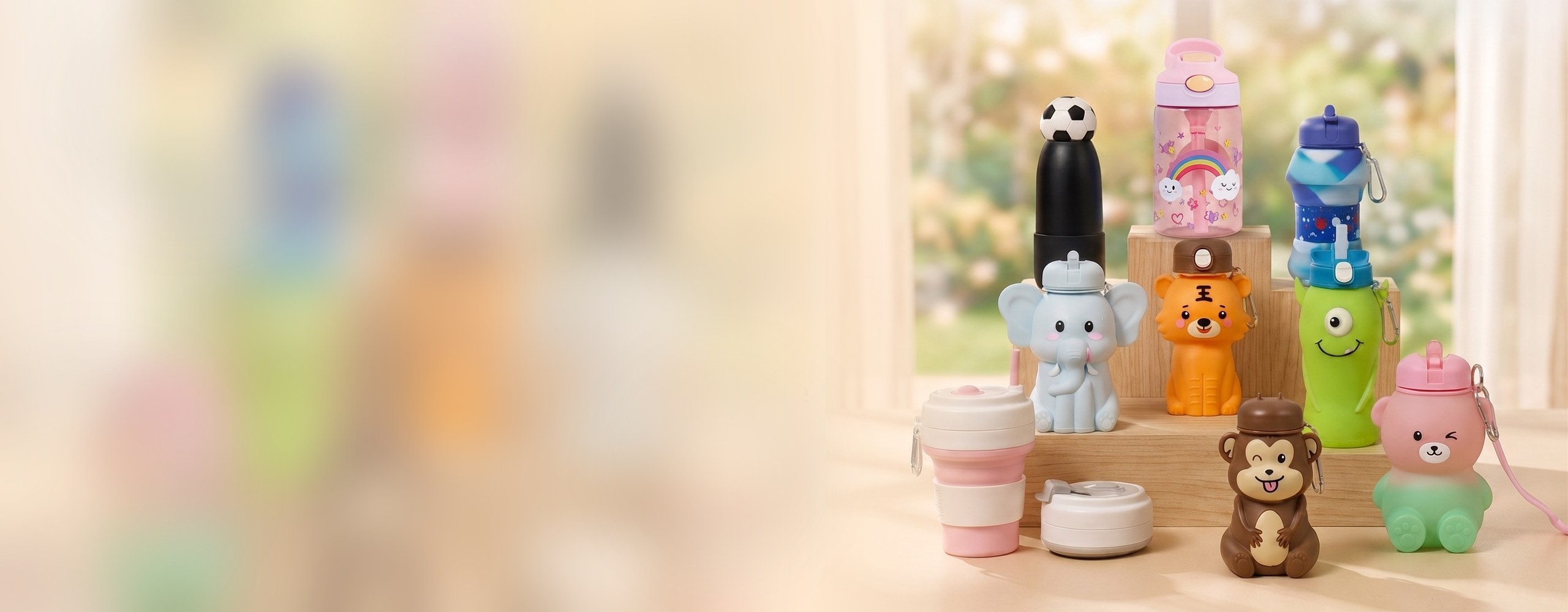 Colorful silicone kids water bottles collection by Jewelives